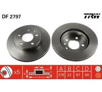 2x Disco freno ventilato DF2797 TRW per MERCEDES-BENZ VITO Autobus CLASSE V