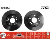 2x Disco freno ventilato DF2814 TRW per MERCEDES-BENZ 190