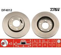 2x Disco freno ventilato DF4012 TRW per MAZDA MPV II XEDOS 9