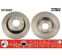 2x Disco freno ventilato DF4069 TRW per BMW 3 Coupé 3 Cabriolet 3 3 Touring