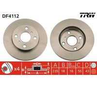 2x Disco freno ventilato DF4112 TRW per TOYOTA YARIS