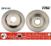 2x Disco freno ventilato DF4143 TRW per BMW 5 5 Touring
