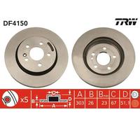 2x Disco freno ventilato DF4150 TRW per MERCEDES-BENZ CLASSE M
