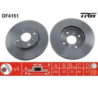 Disco freno TRW DF4151 anteriore, ventilato, 1 pezzo