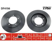 TRW Disco freno DF4156 anteriore ventilato 1 pezzo