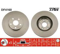2x Disco freno ventilato DF4160 TRW per TOYOTA CELICA Coupé