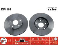 2x Disco freno ventilato DF4161 TRW per TOYOTA RAV 4 II