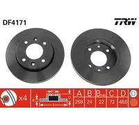 2x Disco freno ventilato DF4171 TRW per KIA CLARUS CLARUS Familiare