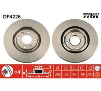Disco freno TRW DF4226 anteriore, ventilato, 1 pezzo