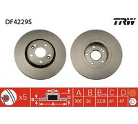 Disco freno TRW DF4229S anteriore, ventilato, 1 Pezzo