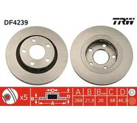 2x Disco freno ventilato DF4239 TRW per AUDI A8 D2 A6 C5 A6 C5 Avant