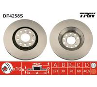 2x Disco freno ventilato DF4258S TRW per AUDI SEAT