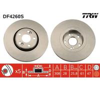 2x Disco freno ventilato DF4260S TRW per RENAULT LAGUNA II Grandtour ESPACE IV