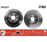2x Disco freno ventilato DF4337 TRW per SAAB 9-5 9-5 Familiare