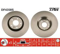 2x Disco freno ventilato DF4358S TRW per AUDI A6 C6 Avant A6 C6 A8 D3