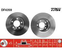 2x Disco freno ventilato DF4359 TRW per BMW 5 5 Touring