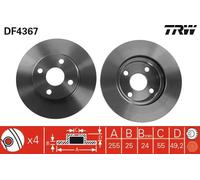 2x Disco freno ventilato DF4367 TRW per TOYOTA COROLLA COROLLA Tre volumi