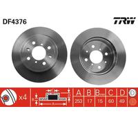 2x Disco freno ventilato DF4376 TRW per SUZUKI OPEL SUBARU