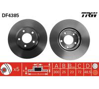 2x Disco freno ventilato DF4385 TRW per MAZDA 5 3 Tre volumi 3