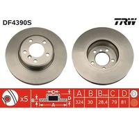2x Disco freno ventilato DF4390S TRW per BMW 7