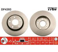 2x Disco freno ventilato DF4393 TRW per MERCEDES-BENZ CLASSE A