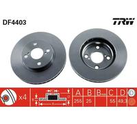 2x Disco freno ventilato DF4403 TRW per TOYOTA COROLLA COROLLA Verso