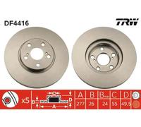 2x Disco freno ventilato DF4416 TRW per TOYOTA AVENSIS Familiare AVENSIS