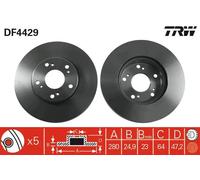TRW Disco freno DF4429 anteriore ventilato per Honda Accord VII Tourer (CM, CN) 2.0 2003-2008