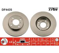 TRW Disco freno DF4435 anteriore, ventilato, altamente carbonizzato, 1 pezzo