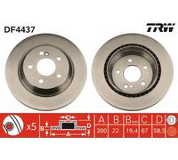 Disco freno TRW DF4437 posteriore, ventilato, altamente carbonizzato, 1 pezzo