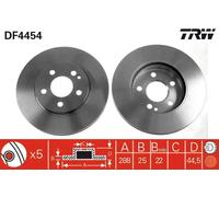 2x Disco freno ventilato DF4454 TRW per MERCEDES-BENZ CLASSE B Sports Tourer