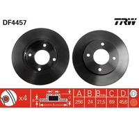 2x Disco freno ventilato DF4457 TRW per SMART MITSUBISHI