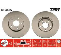 Disco freno TRW LUC DF4465 anteriore, ventilato, altamente carbonizzato, 1 Pezzo