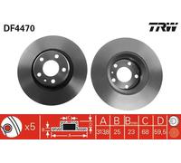 Disco freno TRW DF4470 anteriore, ventilato, altamente carbonizzato, 1 Pezzo