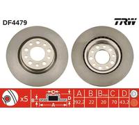 2x Disco freno ventilato DF4479 TRW per ALFA ROMEO 159 SPIDER BRERA
