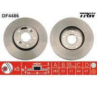 Disco freno TRW DF4486 anteriore, ventilato, 1 Pezzo