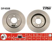 2x Disco freno ventilato DF4508 TRW per CHRYSLER DODGE PLYMOUTH