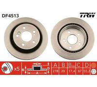 2x Disco freno ventilato DF4513 TRW per MERCEDES-BENZ 124 T-Model SLK CLASSE C
