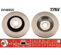 Disco freno TRW DF4695S anteriore, ventilato, 1 Pezzo