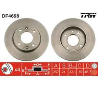 2x Disco freno ventilato DF4698 TRW per HYUNDAI KIA