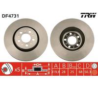 2x Disco freno ventilato DF4731 TRW per VOLVO XC70 I Cross Country S60 I V70 II