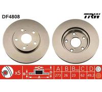 2x Disco freno ventilato DF4808 TRW per TOYOTA AURIS COROLLA Tre volumi