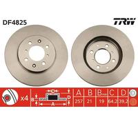 2x Disco freno ventilato DF4825 TRW per HONDA JAZZ II