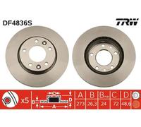 2x Disco freno ventilato DF4836S TRW per KIA CARNIVAL I CARNIVAL II
