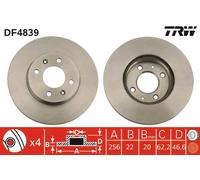 2x Disco freno ventilato DF4839 TRW per KIA HYUNDAI