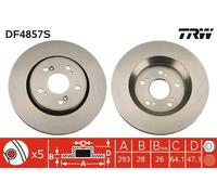 2x Disco freno ventilato DF4857S TRW per HONDA CR-V III CR-V IV