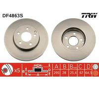 2x Disco freno ventilato DF4863S TRW per MERCEDES-BENZ SLK CLASSE C Coupé SLC