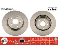 Disco freno TRW DF4864S posteriore, ventilato, altamente carbonizzato, 1 Pezzo