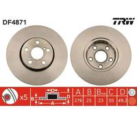 2x Disco freno ventilato DF4871 TRW per TOYOTA AVENSIS Liftback AVENSIS