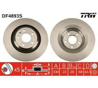 2x Disco freno ventilato DF4893S TRW per AUDI A6 Allroad C6 A6 C6 A6 C6 Avant